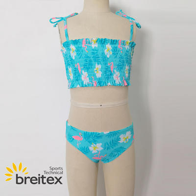 Kids Swimwear with Shirred fabric Bandeau Bikini matching shorts from Breitex