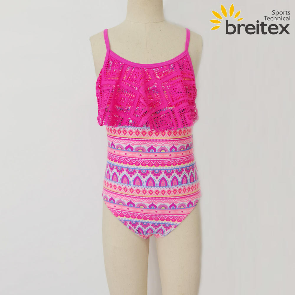 Vintage Floral Cover Plain Lace One-piece Kid Swimwear from Breitex