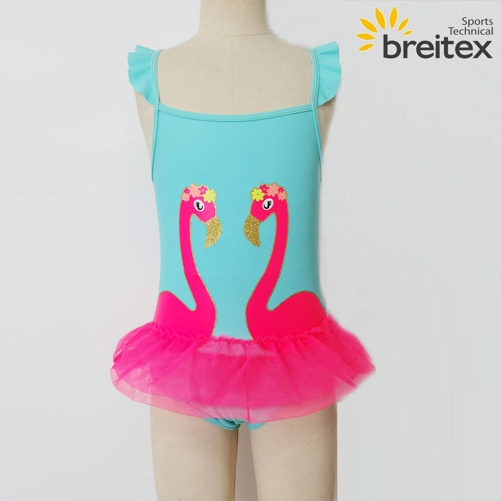 High Quality Ruffled shoulder strap integrated swimsuit with contrast lace Wholesale-Breitex