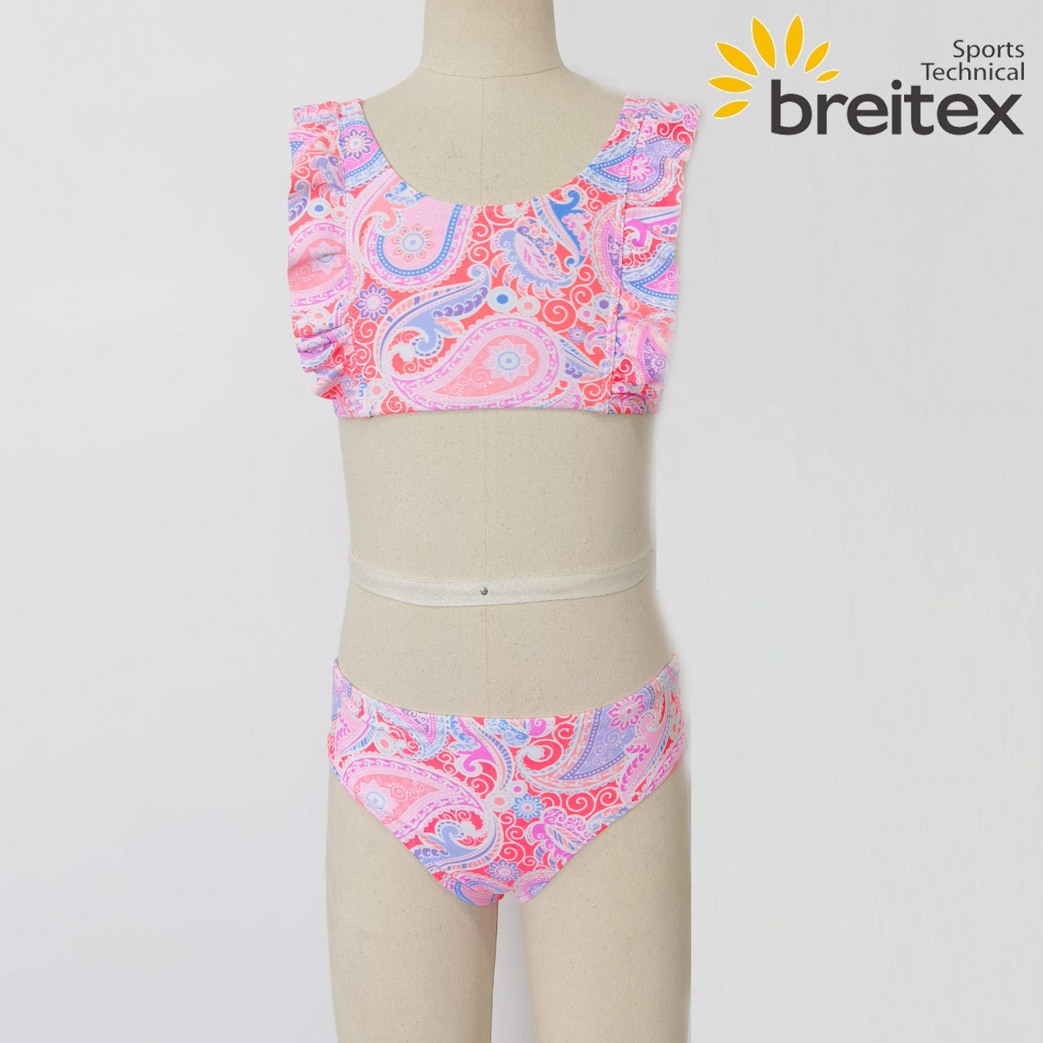 Professional Ruffled abstract print girl's swimwear two piece bikini Factory From China-Breitex