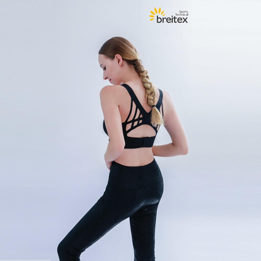 Customized Women's Back Laser Cut Sports Bra With Rubber Print Leggings From China