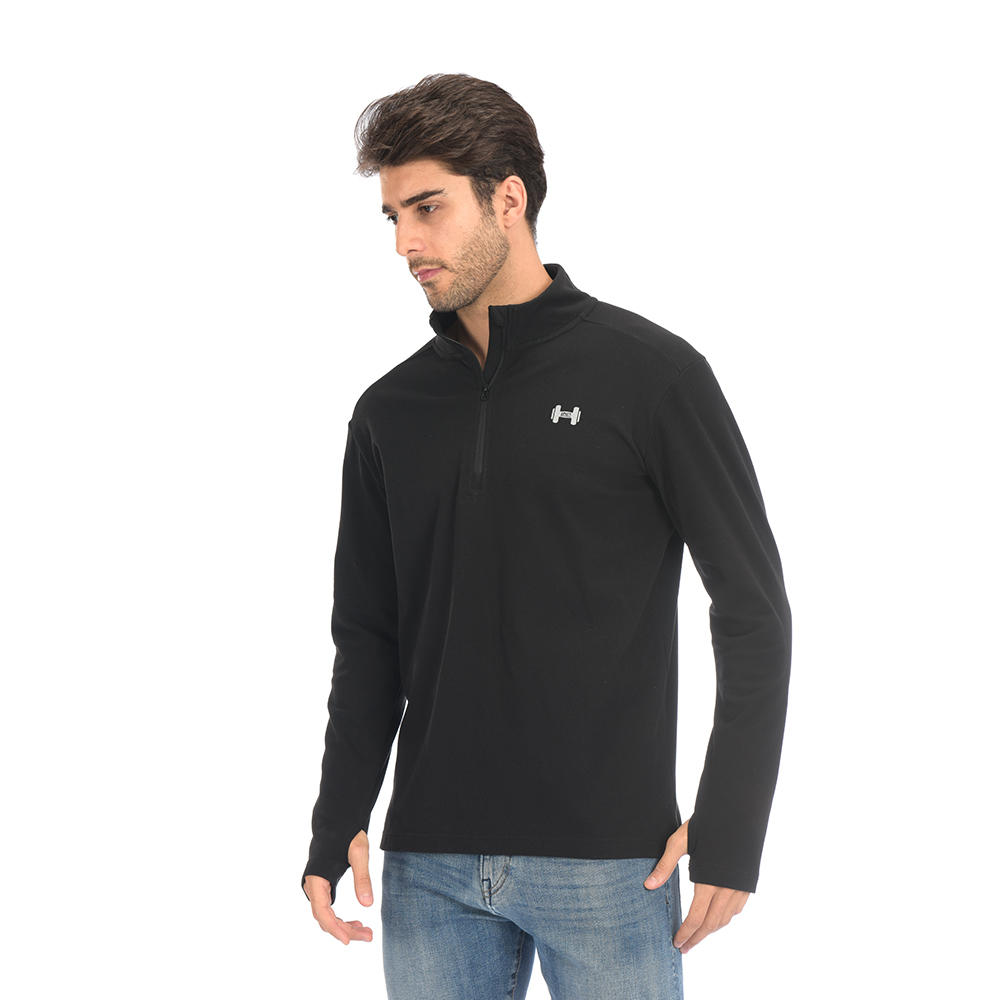 product-Ready-Made Supplier Mens Half Zipper Long Sleeve Shirt Running Top, Custom Jogging Wear Manu-1