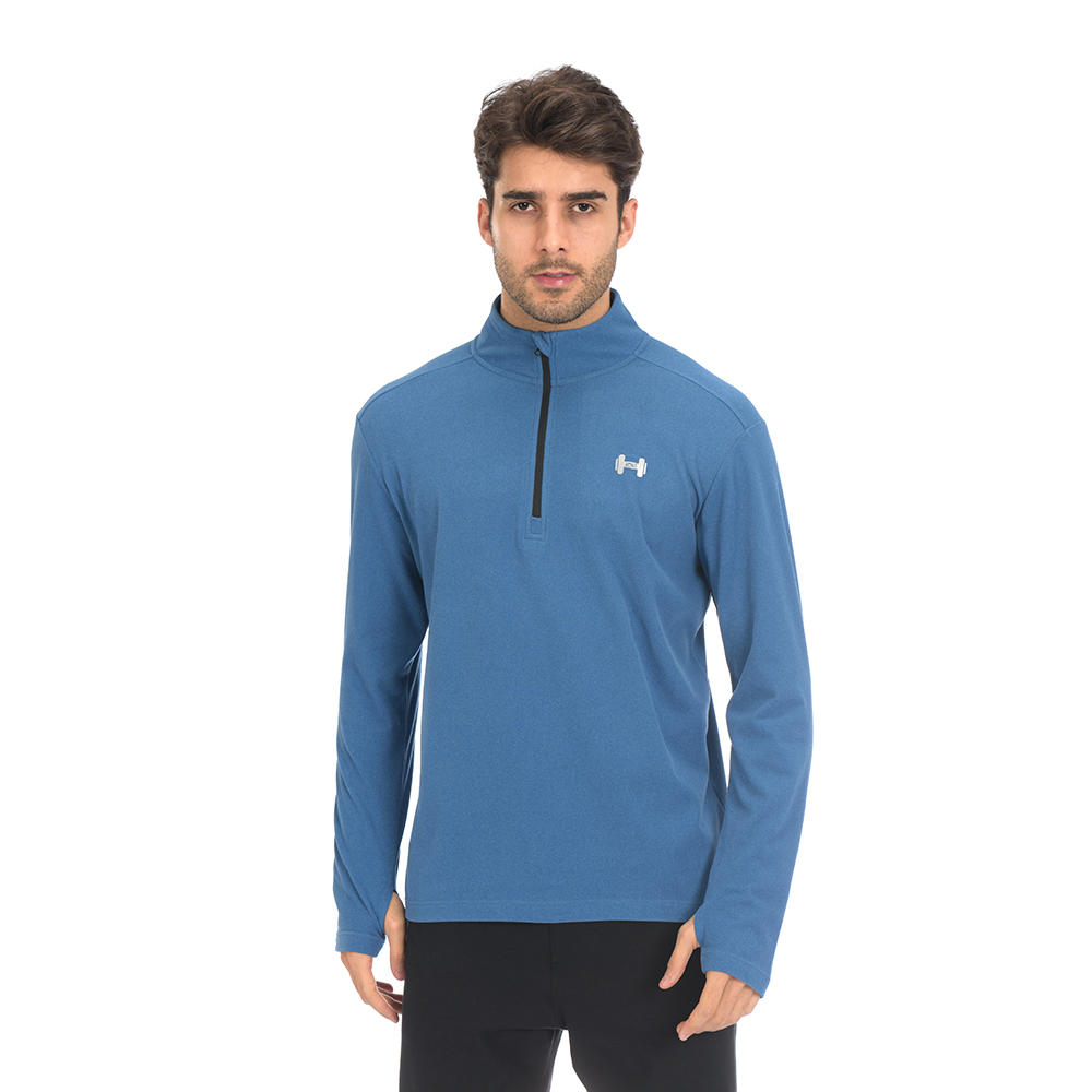 product-Ready-Made Supplier Mens Half Zipper Long Sleeve Shirt Running Top, Custom Jogging Wear Manu-2