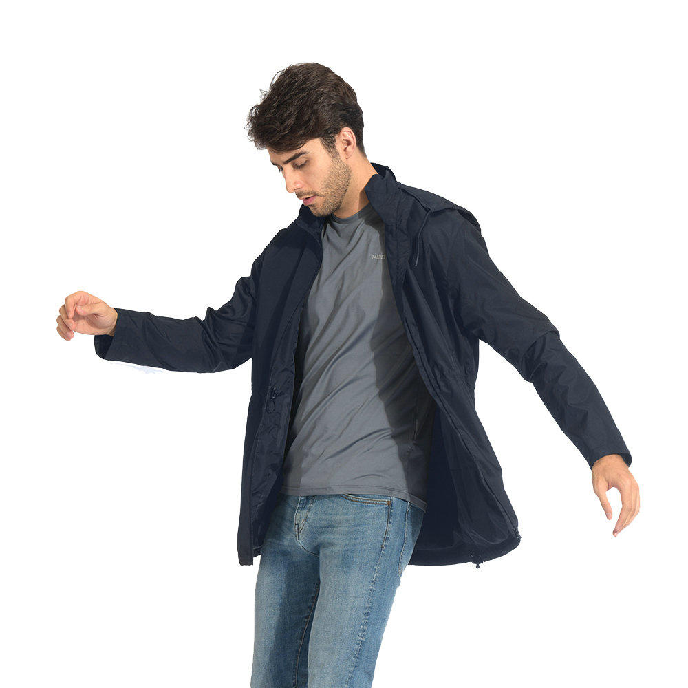 product-Ready-Made Supplier Men‘s Trench Coat Drawstring Waist Windbreaker Hoody Long Sports Jackets-1
