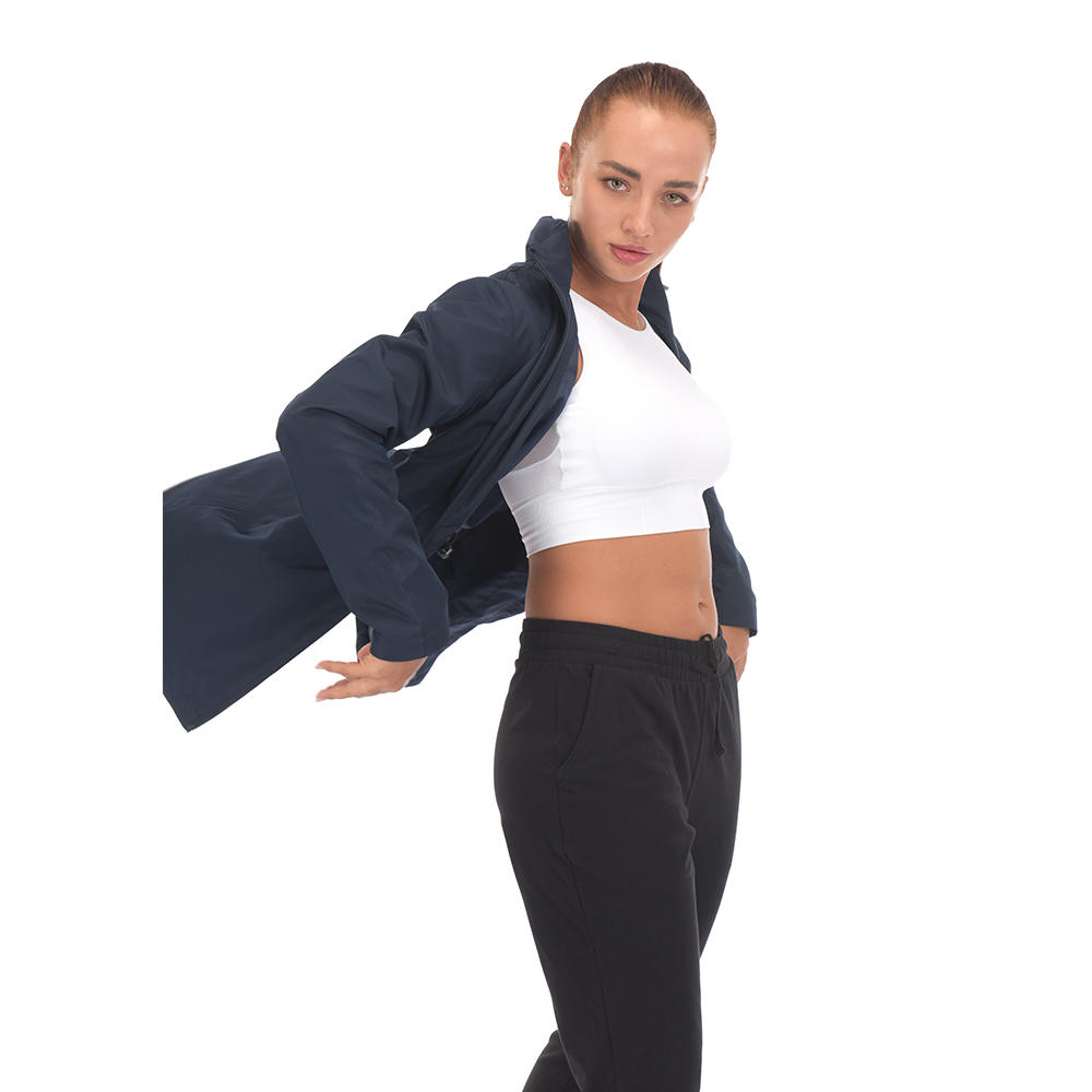 product-Ready-Made Supplier Women‘s Trench Coat Drawstring Waist Windbreaker Hoody Long Sports Jacke-1
