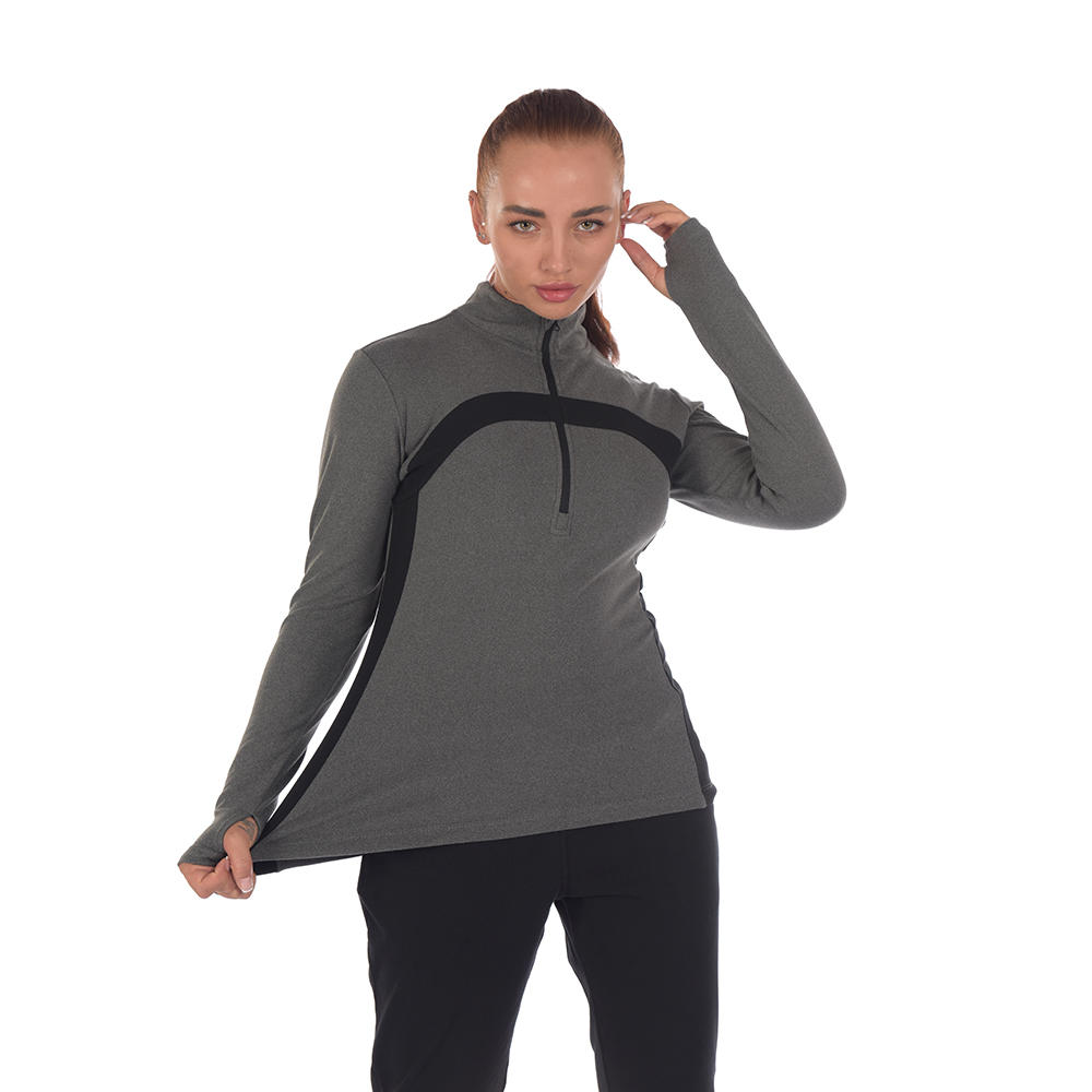 Ready-Made Supplier Women's Half Zipper Long Sleeve Shirt Running Top, Custom Jogging Wear Manufacturer