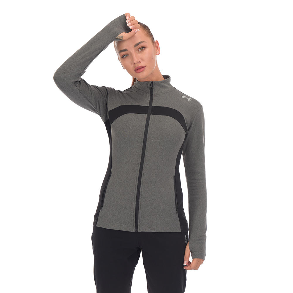 product-Ready-Made Supplier Womens Running Jacket Long Sleeve Sports Stand-up Collar Shirt Zipper Ru-1